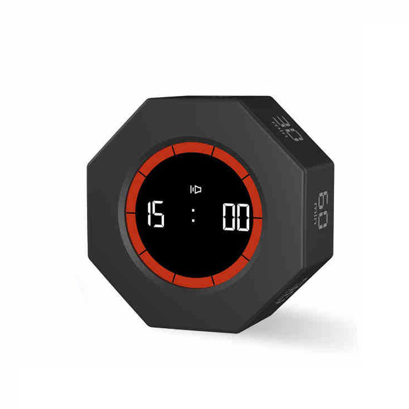 Productiviteit Timer Productiviteit Kubus Timer Zwaartekrachtsensor LED-display 5-vooraf ingestelde tijd Tijdbeheer voor kinderen Keuken Countdown Timer: Rood