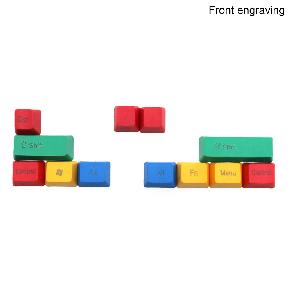 12Pcs/Set Key Caps Set Universal PBT Light-proof Color Matching Mechanical Keyboard Keycaps Keyboard Replacement Keycaps Kit: front engraving