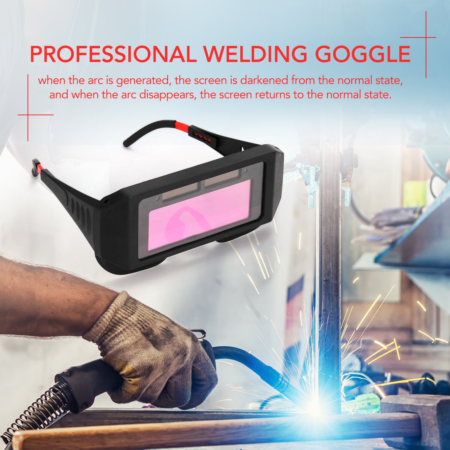 Welding Safety Goggles Solar Energy Auto Darkening Welding Safety Goggles Anti-glare UV Weld Glasses