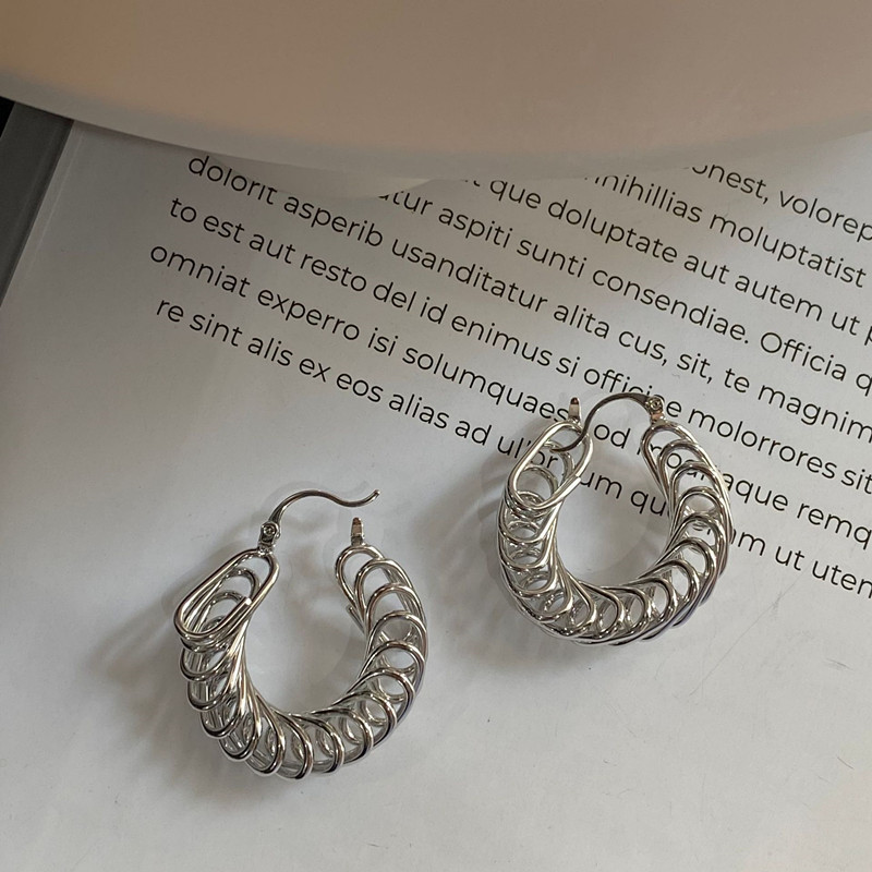 Boucles d'oreilles en métal en forme de C, Style européen et américain, personnalisées, à la , pour dames et filles, accessoires de voyage et de mariage: COULEUR OR ROSE