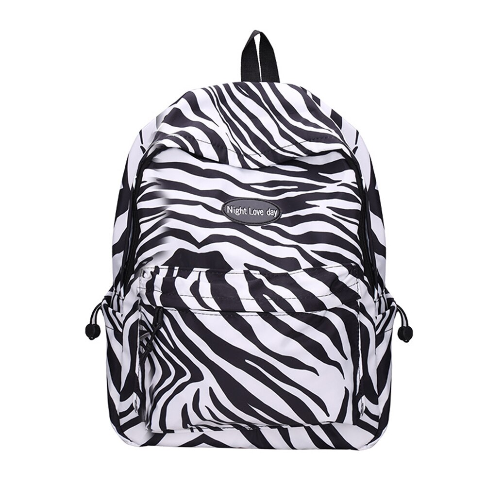 Preppy Style Student Large Capacity Backpacks Women Zebra Leopard Pattern Printing Rucksacks Female Nylon Knapsack