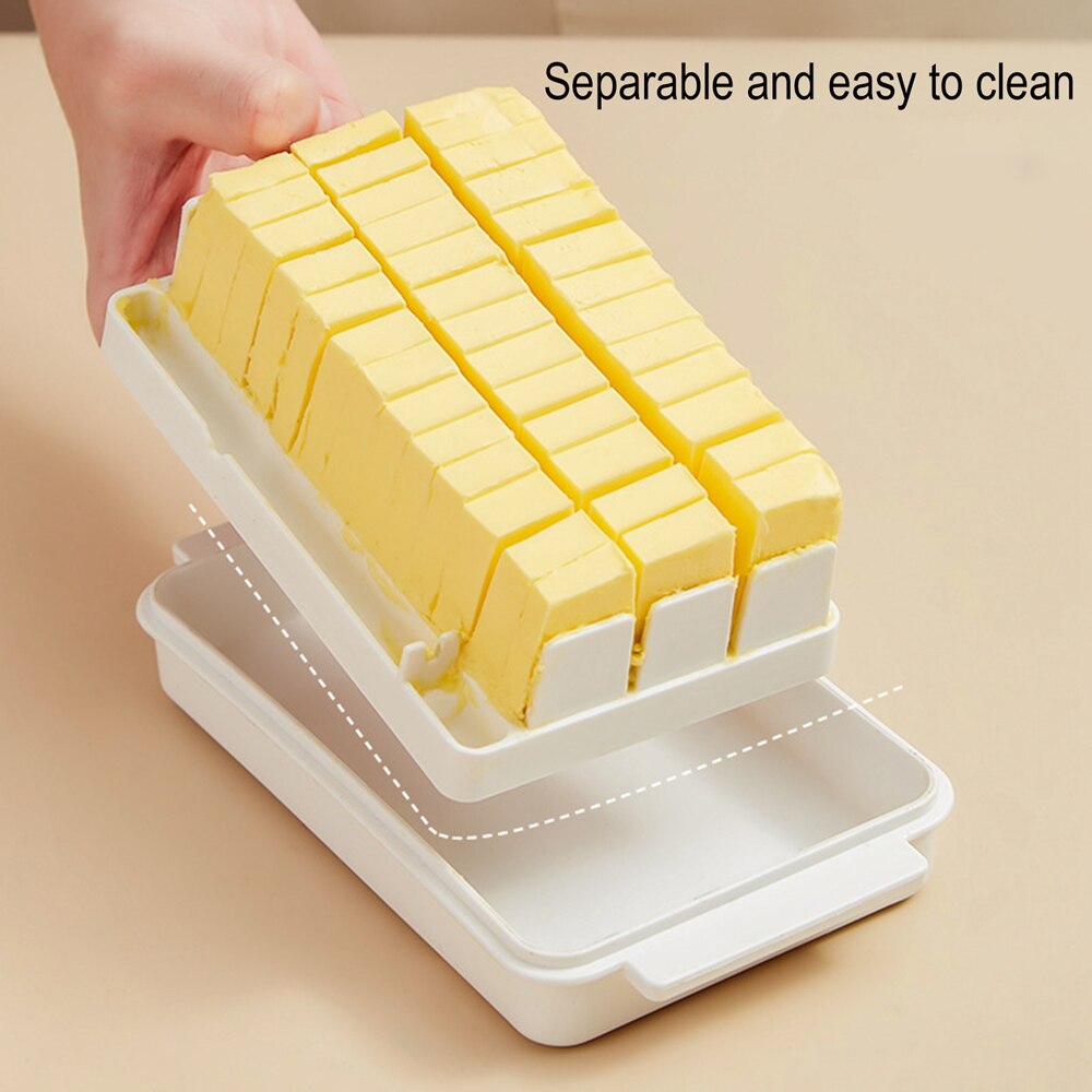 Multifunctional Plastic Butter Organizer Box With Slicer Easy Cutting Butter Box 2 In 1 Kitchen Clear Butter Crisper Container