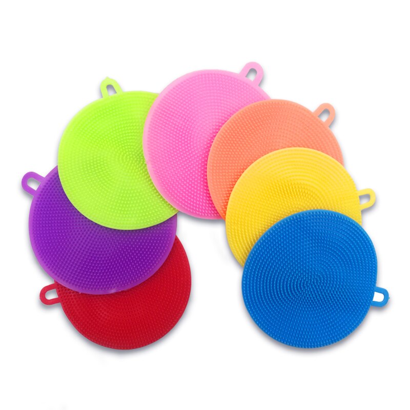 Plato de silicona lavador de esponja de frotar utensilio antibacteriano para limpieza de cocina, limpieza suave, cepillo utensilios de cocina antibacteriano: Random