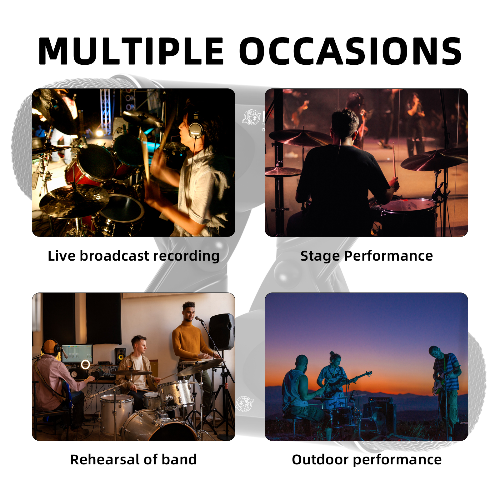 DG7 Drummicrofoons Kit Cardioid Bedraad Professionele Tom Snare Evolution-serie met cliparmbevestiging