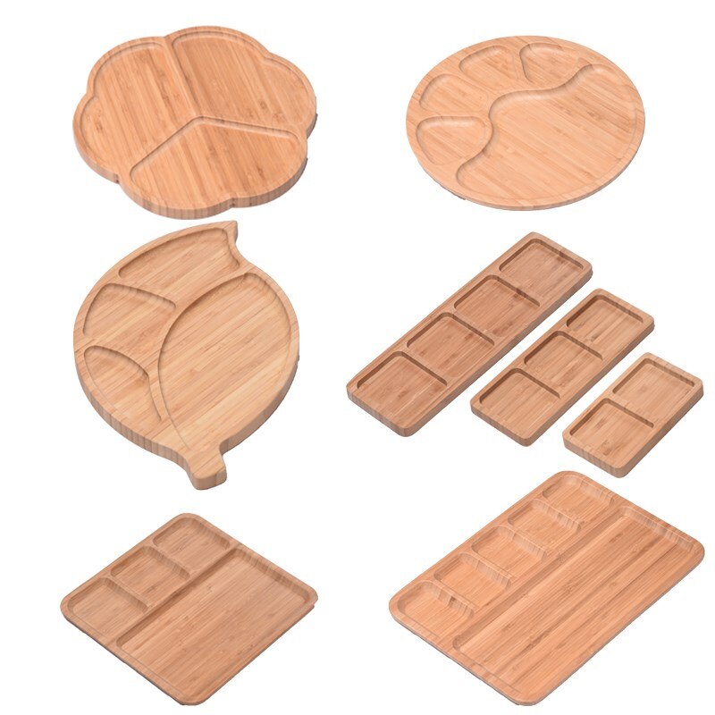 Fresh keeping tray bamboo bowl plate solid wood dividing food plate fruit plate solid wood western food tray