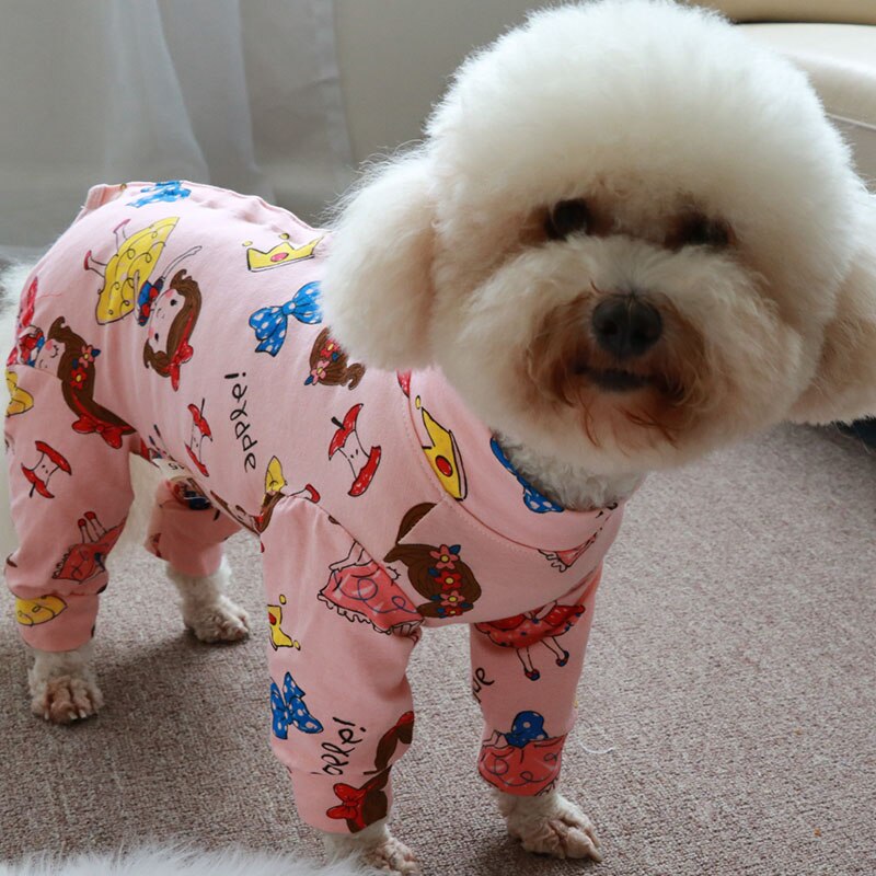 Mono estampado para perros pequeños, mono elástico para proteger el vientre, 100% de algodón, Chihuahua, caniche, ropa para cachorros