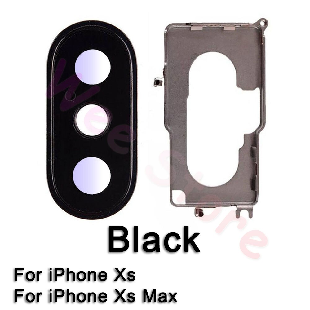 Cristal de safira volta traseira da câmera anel de vidro para o iphone x xs max xr original lente da câmera anel capa substituição: Xs Black