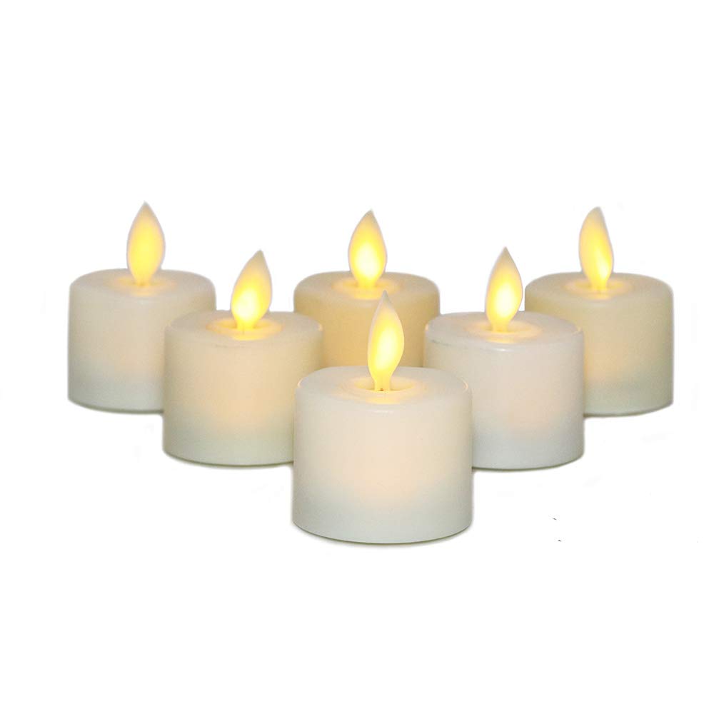 Pack of 6 Remote or Not Remote Flameless Dancing LED Candles Warm White Battery Operated Moving Wick Tea Light With Timer: no remote function