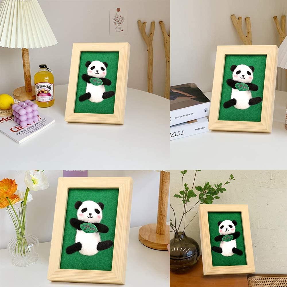 LMDZ Wool Felt Needle Poked Kitting Kit Beginner, Cute Bear DIY Handcraft With Photo Frame Wool Felting Supplies For Arts Crafts