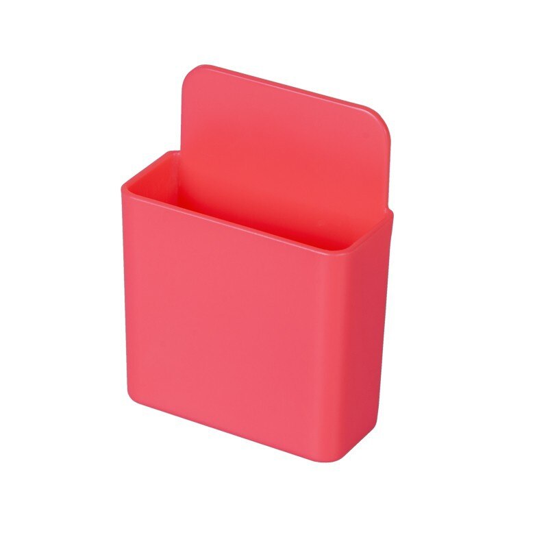 Round/ Square Wall Mounted Remote Storage Box Portable Home Device Remote Control Storage Box Organizer ABS Desktop Phone Shelf: square red