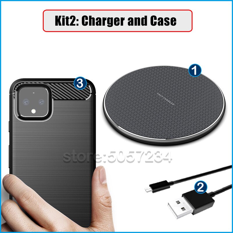 10W Fast Wireless Charging for Google Pixel 5 4 XL 4XL Qi Wireless Charger: for Pixel 4 XL / Kit2- with Case