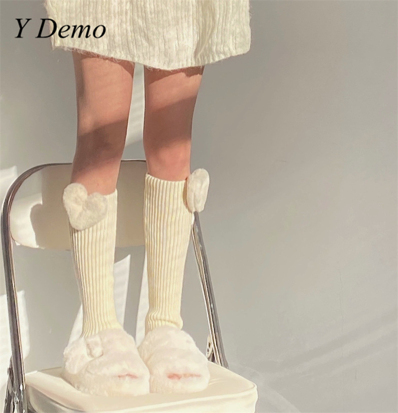 Ydémo – cuissardes chaudes pour femmes, bottes tricotées, chaussettes fines, couvre-jambes, style Harajuku, collection printemps et hiver