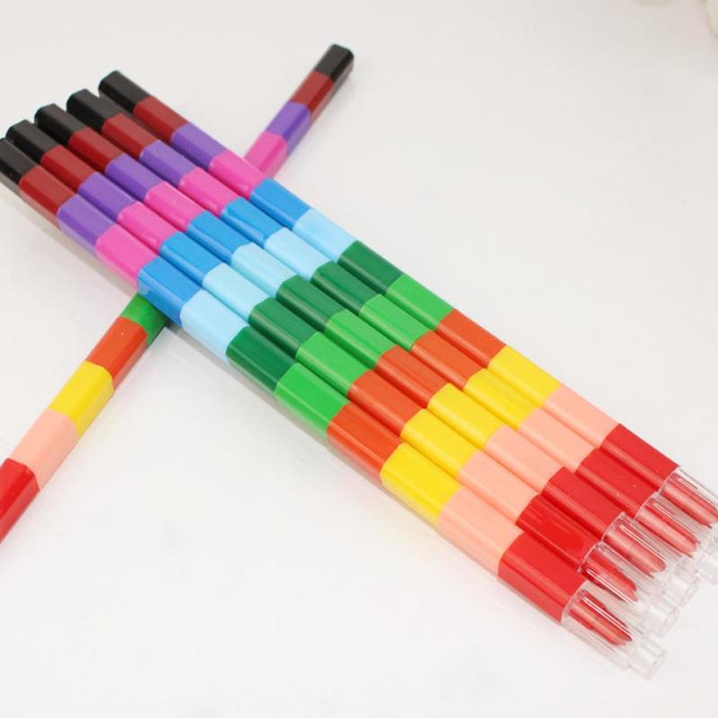 1 Set Colorful 12 Colors Oil Paint Pen Craton Stacker Pencils Drawing Pen Art Painting For Children Kids Pastel Crayons