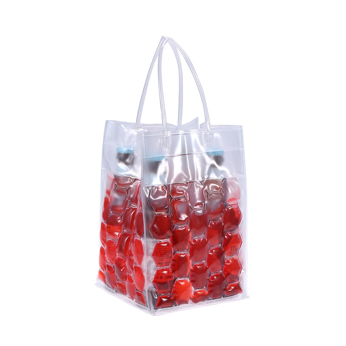 1pc Wine Bottle Freezer Bag Chilling Cooler Ice Bag Beer Cooling Gel Holder Carrier 750ML (4 Bottles Separate): Red