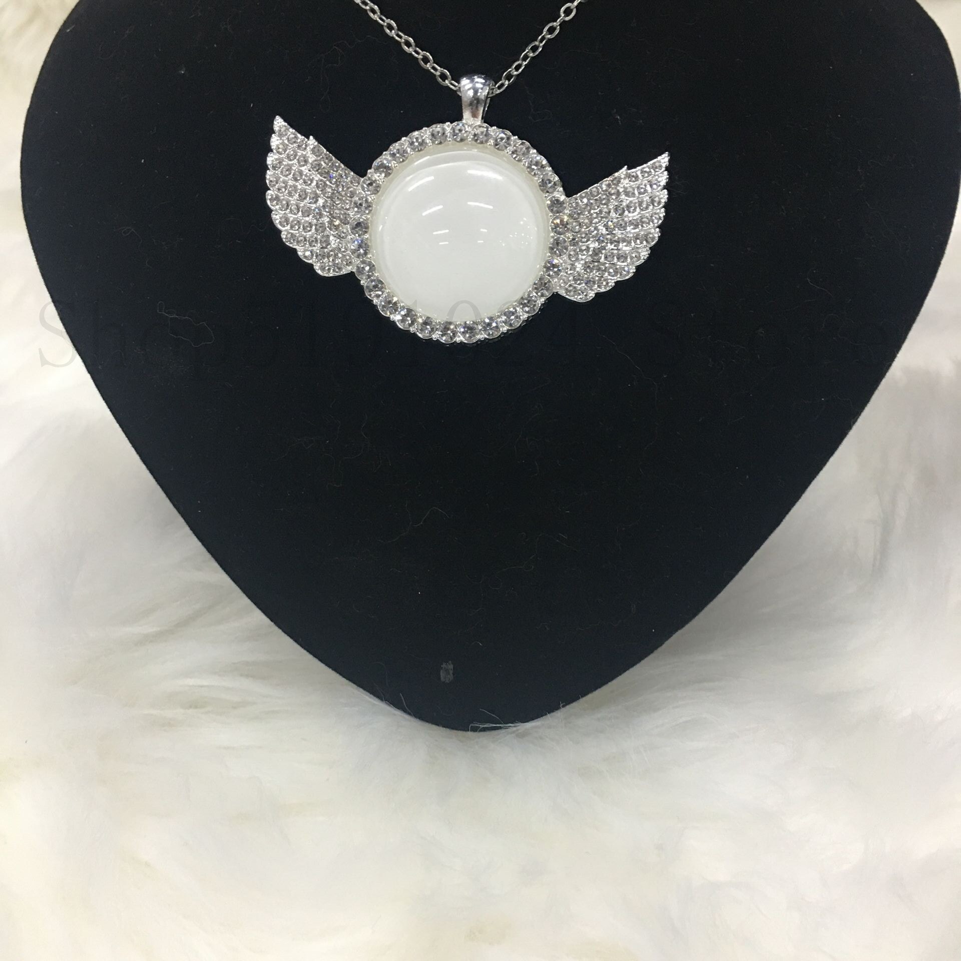 blanc sublimation ange collier pour femmes bijoux transfert de chaleur blanc matériel bricolage 6 pièces/lot: Argent