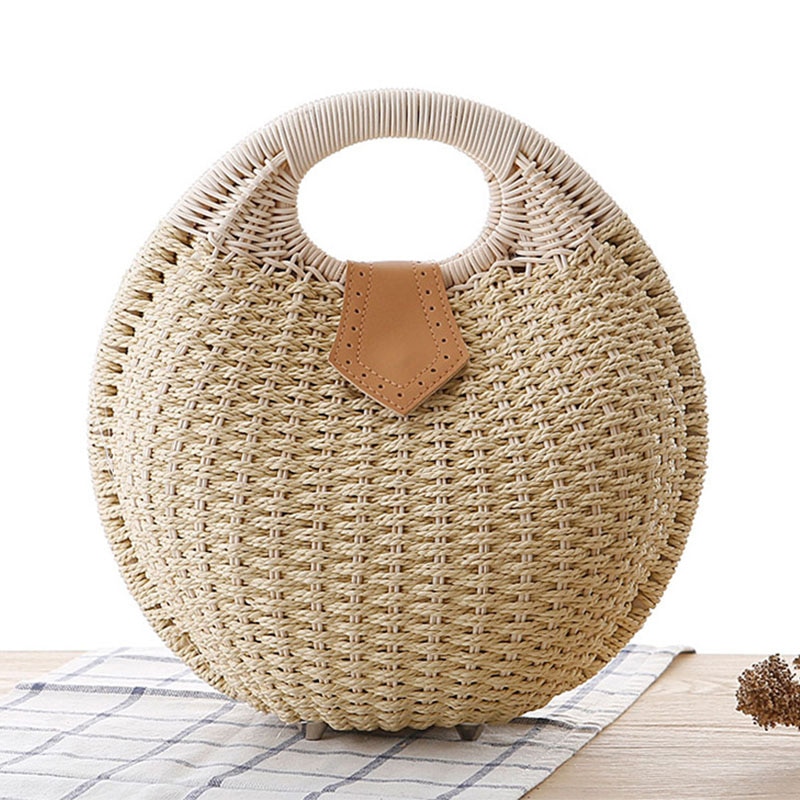 Summer Beach Bag Straw Bag Shell Shaped For Ladies Women's Handbags Handmade Bohemian Bali Rattan Handbags Women Purse