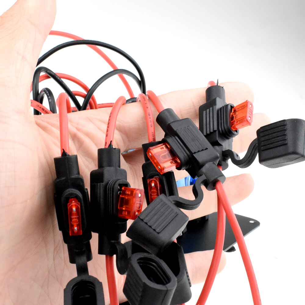 Boat Switch Panel Car Switch Panel Waterproof Digital Dual USB Voltmeter Port 12V Outlet Combination Marine LED Rocker 5 Gang