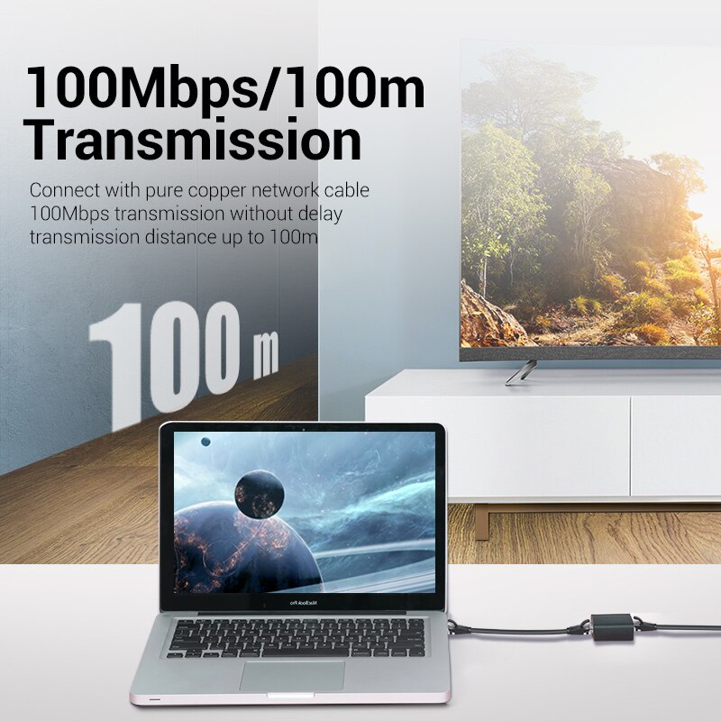 Vention RJ45 Splitter 1 to 2 RJ45 Splitter Network Adapter Female Network Extender Extension Connector for Laptop Ethernet Cable