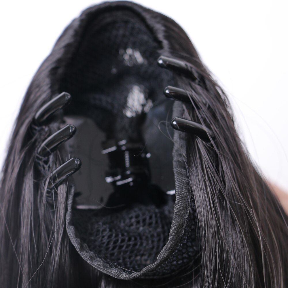 22 polegadas longo ondulado rabo de cavalo cabelo sintético/ombre rabo de cavalo com mini cabelo garra nó/preto natural azul rabo de cavalo para mulher