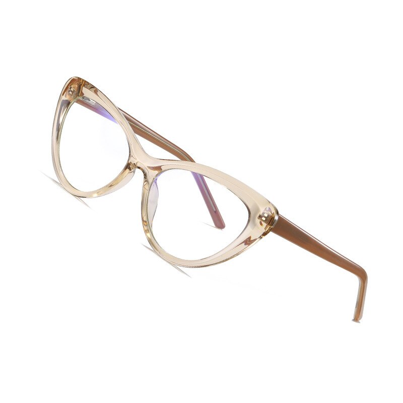 AOFLY BRAND Cat Eye Blue Light Blocking Glasses Women's Computer Gaming Optics Eyeglasses Frames Female UV400: C1Brown