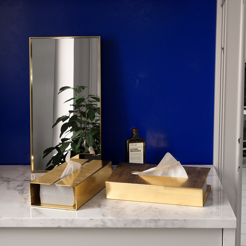 Ensemble de toilette Simple en acier inoxydable doré, porte-brosse à dents, porte-dentifrice, plateau à savon, accessoires de salle de bains