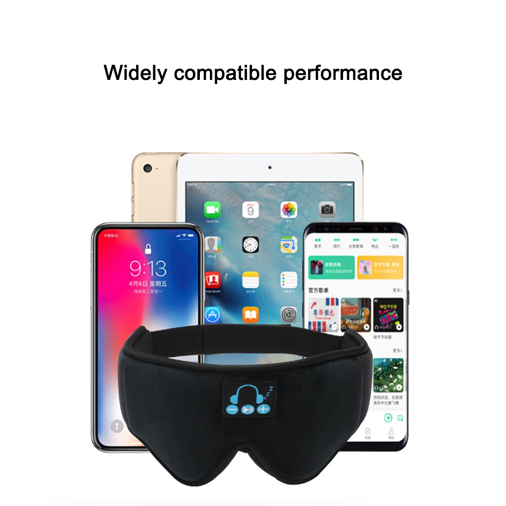 wireless Bluetooth 5.0 Eye Mask 3D Stereo Surround Sound Music call Headset Blackout Sleep Goggles Do not Press Ears