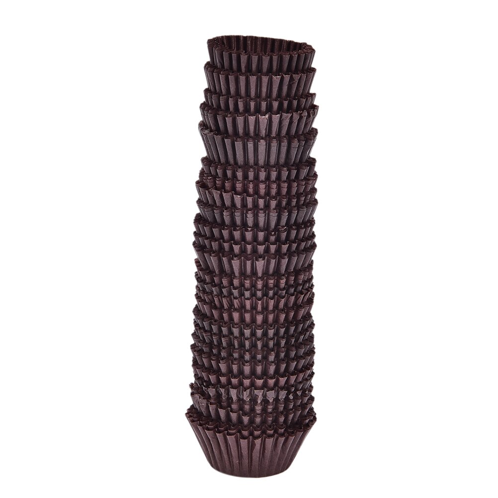500 stk mini størrelse chokalade papir liners bage muffin kage papir kopper kage forme cupcake tilfælde ensfarvet fest bakke kageform: Kaffe