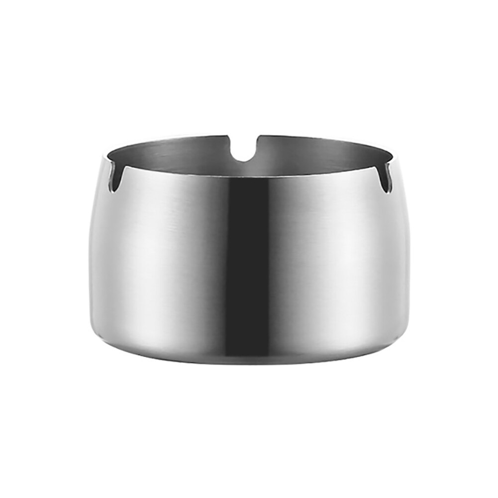 Round Durable Ash Tray Stainless Steel High Temperature Resistant Ashtrays Desktop Ash Holder Ash Tray Smoking Accessories: Silver