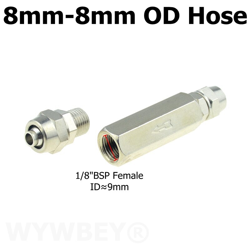 Pneumatisk backventil 6mm 8mm 10mm 1/4 od slang envägsventil luftgas enkelvägs mässingsventil luftkompressor rörkopplingsadapter: Cv-kn-pc -8mm