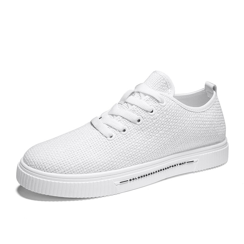 Baskets de printemps pupuda pour hommes, chaussures en toile de lin, chaussures décontractées tendance pour hommes, espadrilles confortables, chaussures de course classiques: Blanc / 8.5