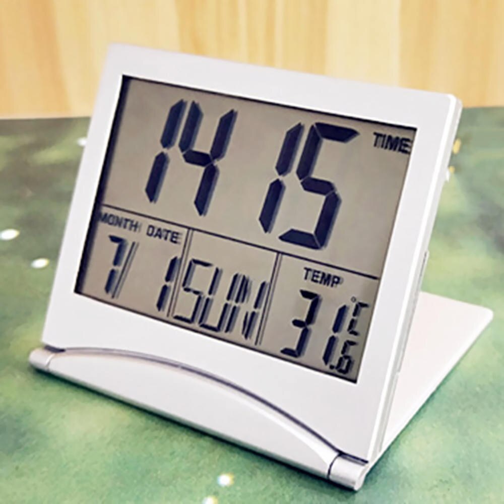 LED Digital Electronic Clock Folding Travel Alarm Clock With Flip Countdown Desktop Calendar Table Clock
