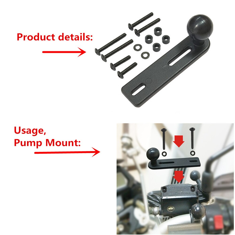 Jadkinsta Motorcycle Handlebar Brake Clutch Control Base Combo U Bolt Mount with 1 inch Rubber Ball Mount for Gopro Cam: Pump type