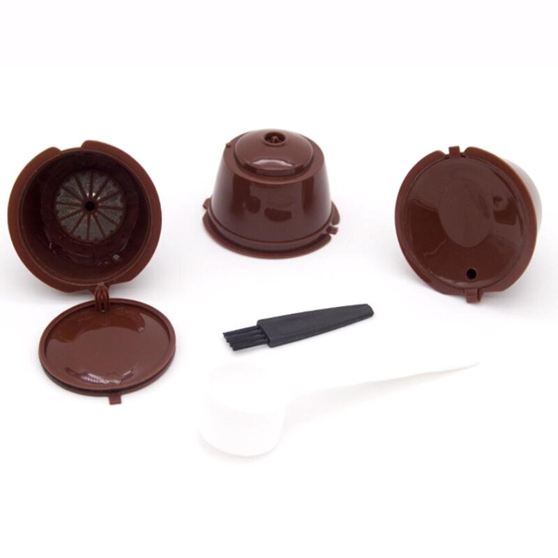 5pcs/set Reusable Coffee Capsule Filter Cup for Nescafe Dolce Gusto Refillable Caps Spoon Brush Filter Baskets Pod Taste Sweet