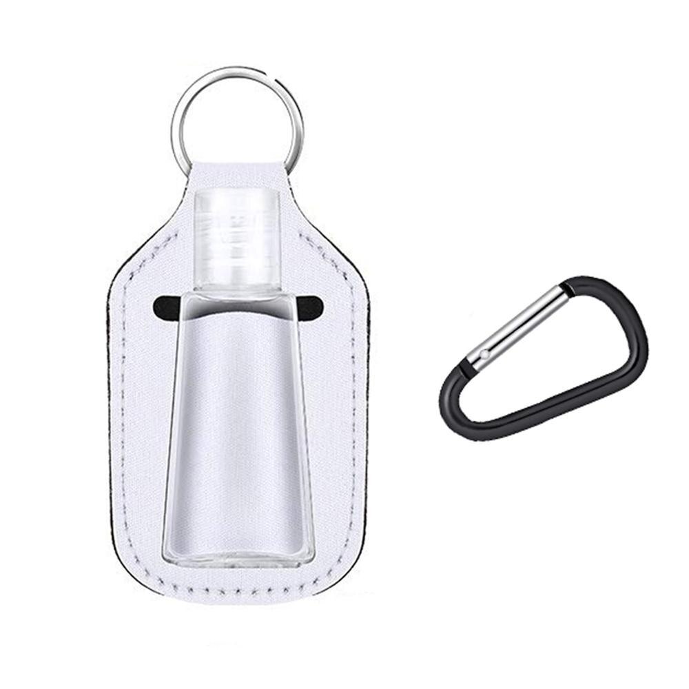 Kit de llavero desinfectante de manos reutilizable, 30ml, botellas desinfectantes para manos portátiles de viaje con funda para botella y soporte para llavero: white