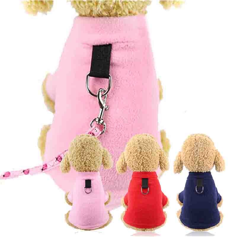 Dierbenodigdheden Kan Hangen Trekkabel Mooie Korte Mouwen Kleding Met Warm Effen Kleur Siamese Trui Kat Hond Universele