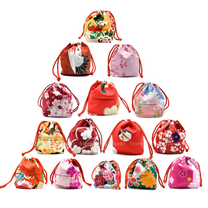 15 farben Japanischen Kimono Kawaii Geldbörse Blumen- Sakura Gedruckt Strahl Tote Tasche Tasche Frauen Yukata Paket Hochzeit Partei Taschen
