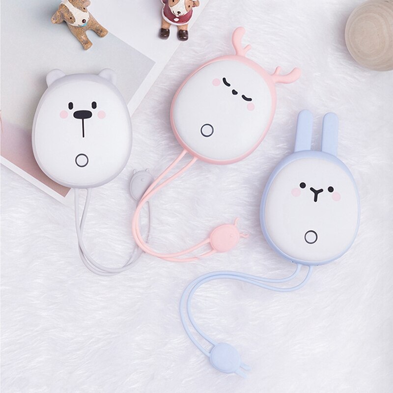 2Set Leuke Usb Oplaadbare Hand Warmers Heater Pocket Mini Cartoon Power Bank Handige Kachel Warmers Grijs/Roze 6000mah