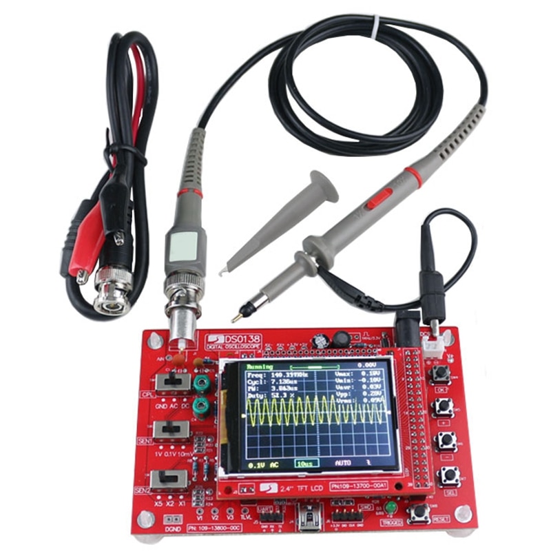 2.4 pouces Tft Oscilloscope Numérique 1Msps Kit Pièces Pour Oscilloscope Fabrication Outil De Diagnostic Électronique D'apprentissage Ensemble Dso138 + P6040 Pr: Default Title