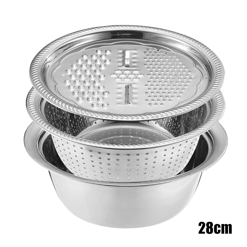 Rvs afvoermand groentesnijderset keuken multifunctionele juliennerasp salademaker kom jan 88: 3 stuks l