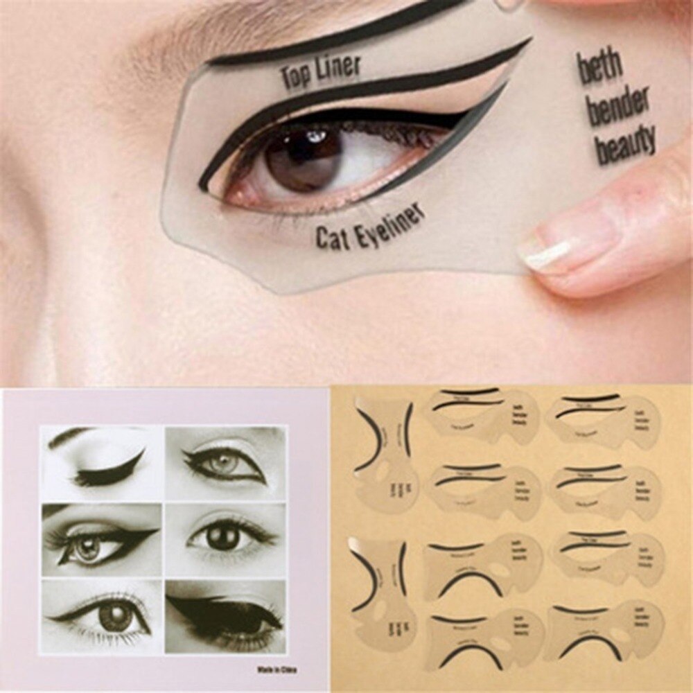 10x cat eye makeup skabelon eyeliner stencil top bund smokey & cat eye liner skabelon makeup værktøj