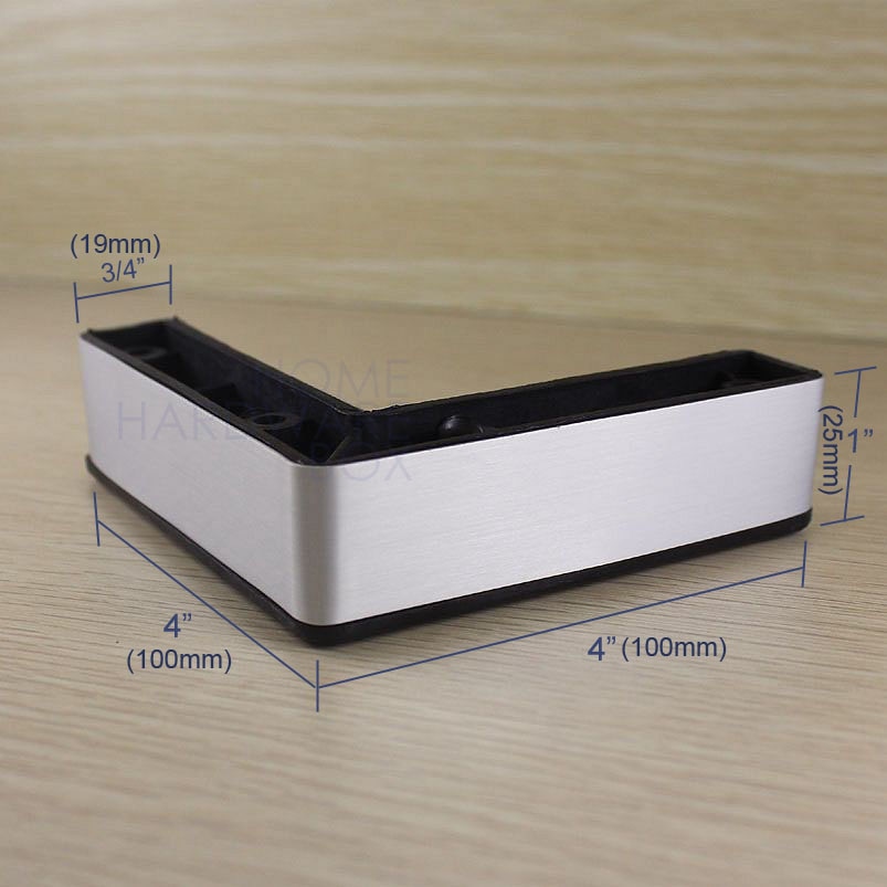 furniture leg cabinet base aluminum plastic corner L feet 4" 100mm