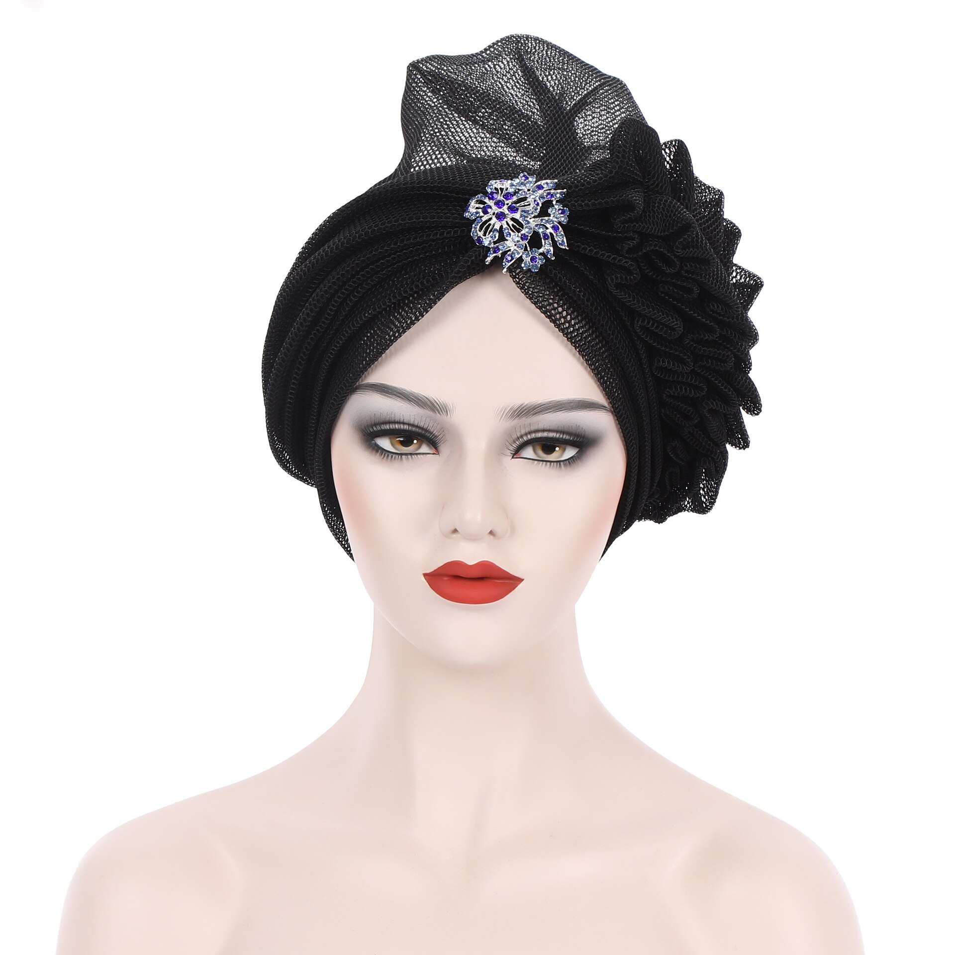 Autogele – couvre-chef africain en fil pour femmes, chapeau de mariage, prêt à porter, Turban avec diamants exagérés, 2022: black