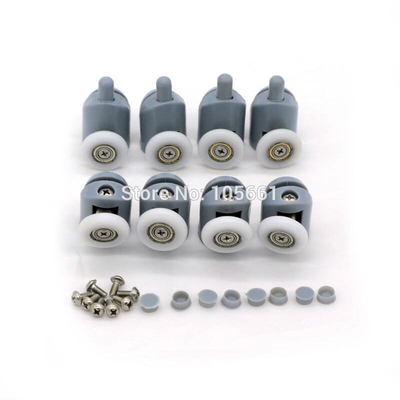 8 Teile/satz Singel oben/Boden Duschtür Rollen Läufer Räder Riemenscheiben 23 MM/25 MM/Schraubdeckel Kappen Geliefert
