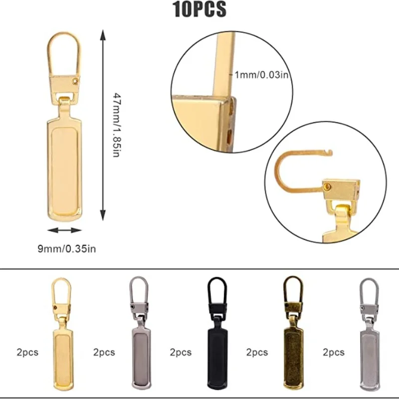 4/8 Uds. Tiradores de cremallera de Metal desmontables, bloqueo de varilla de repuesto, kit de reparación de cabeza de cremallera de metal para equipaje, bolsa de costura DIY, chaqueta de plumón