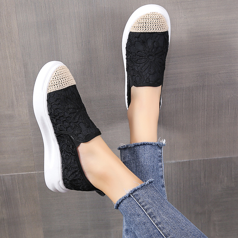 Tennis d&#39;été à plateforme pour femmes, chaussures d&#39;athlétisme, de Fitness, noires, beiges, en maille,