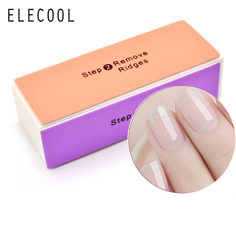 Elecool 4 Gezicht 4 Stap Pro Kleurrijke Nail File Buffer Polijsten Blok Schuren Nail Art Manicure Spons Tegenslag Nail Art gereedschap