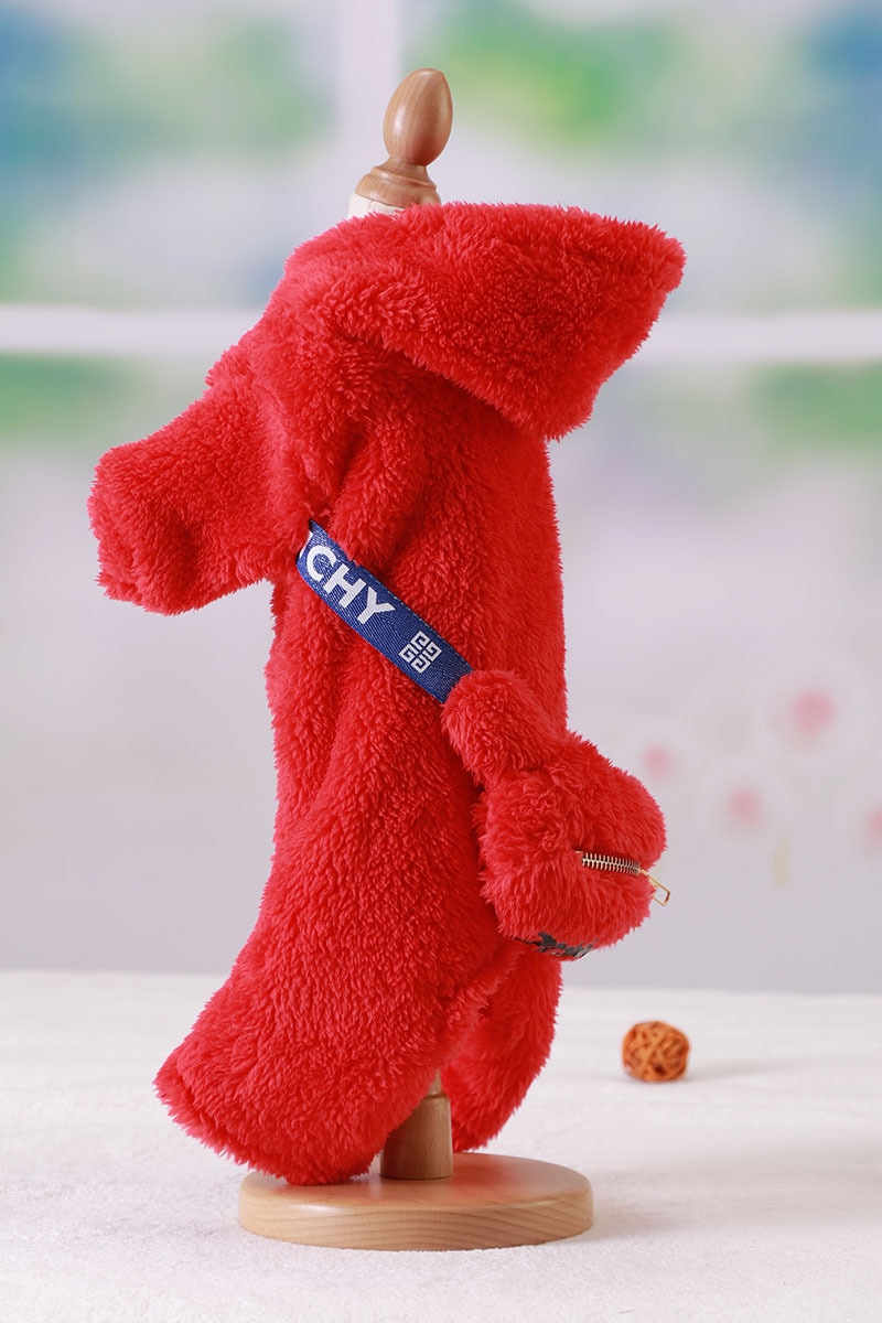 Monos cálidos de lana de Color rojo para perro, ropa de otoño e invierno de cuatro pies, para Festival, ropa para patas de perro, Pomerania