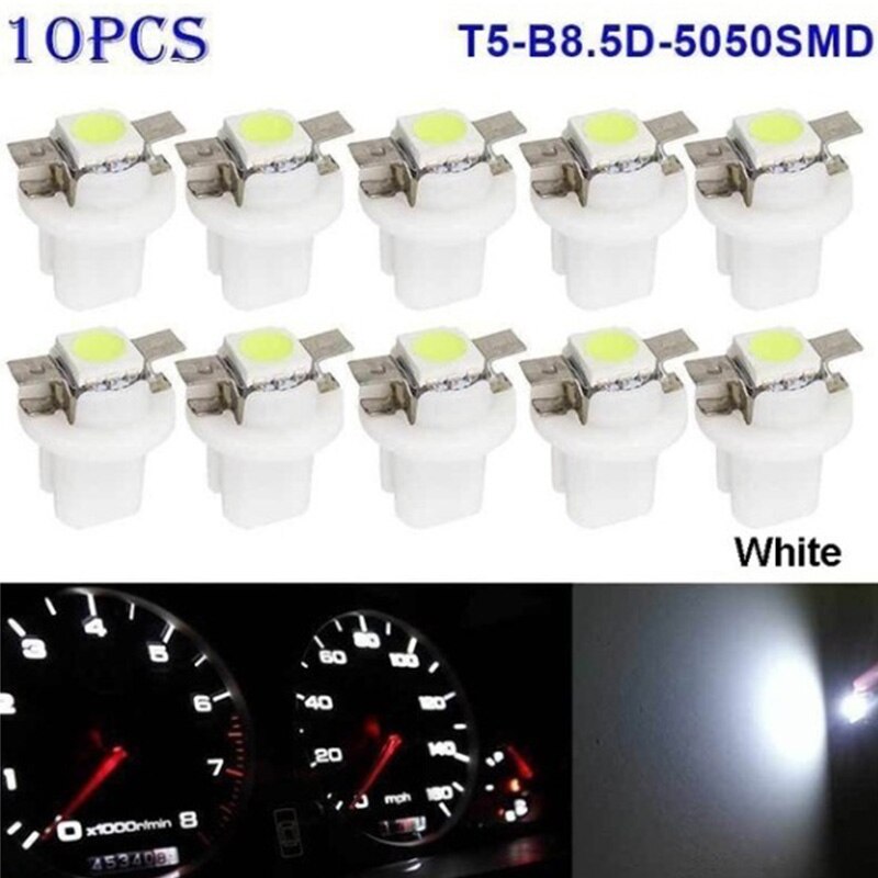 10 stk  t5 b8 5 1 smd ledet bilindikatorlys midterkonsol instrumentlys biltilbehør: Hvid / 20 stk