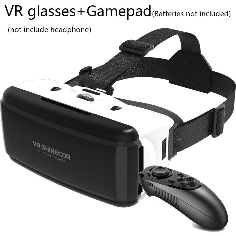 Vr glasögon smarta hörlurar virtuellt spel  vr 3d hd videoglasögon headset för ios android telefon: Vr lägg till gamepad