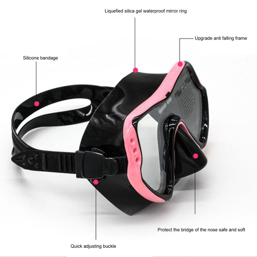 Scuba Diving Masks Snorkeling Set Adult Silicone Skirt Anti-Fog Goggles Glasses Swimming Pool Equipment